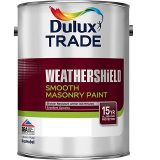 Dulux Trade Weathershield Smooth Pure Brilliant White Masonry Paint 5L