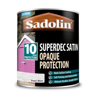 Sadolin Superdec Satin Opaque Super White Wood Protection 1L