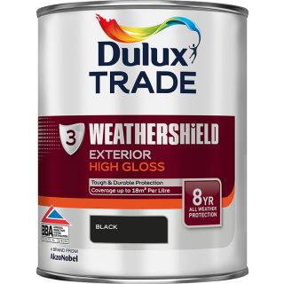 Dulux Trade Weathershield Exterior High Gloss Black Paint 1L