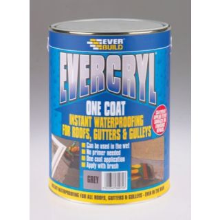 Everbuild Evercryl Grey One Coat Instant Waterproofing Roof Coating 5Kg