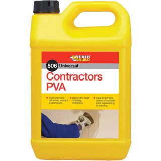 Everbuild 506 Contractors White PVA Adhesive, Primer & Sealer 5L