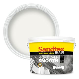 Sandtex Trade High Cover Smooth Brilliant White Paint Masonry Paint 10L