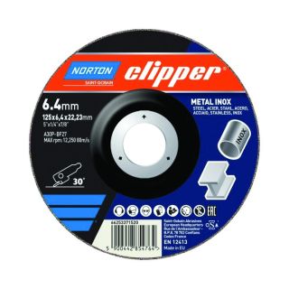 Norton Clipper Depressed Centre Metal Inox Grinding Disc 230 x 6.0 x 22.23mm