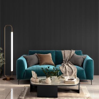 Cheshire Mouldings Dark Grey Acoustic Slat Wall Panel 2400 x 605 x 22mm