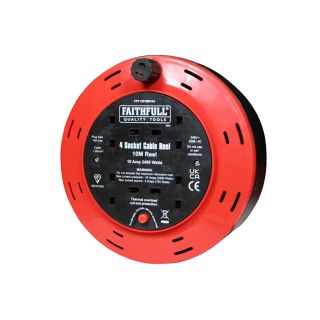 Faithfull 4-Socket Cable Reel 10m 240V 10A